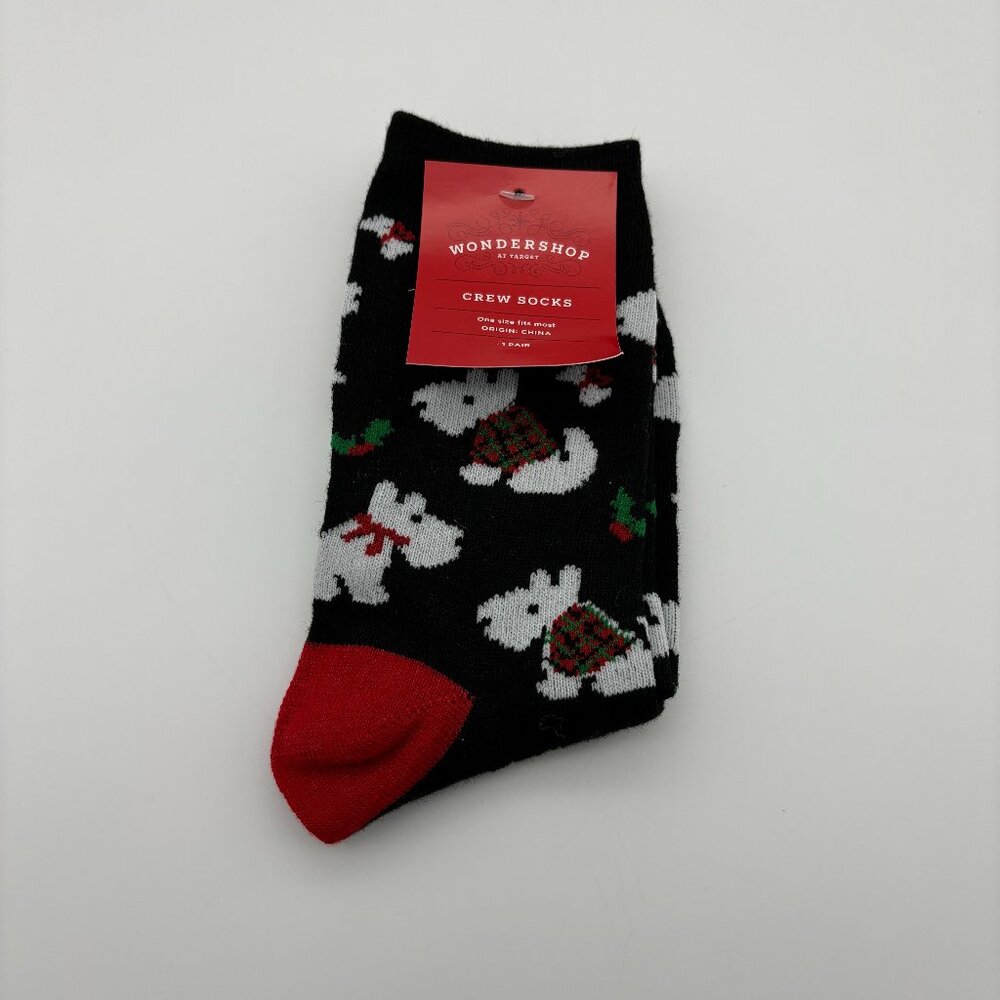 🆓FREE ITEM 🆓: Wondershop Crew Christmas Holiday Dog Socks, One Size FM NWT